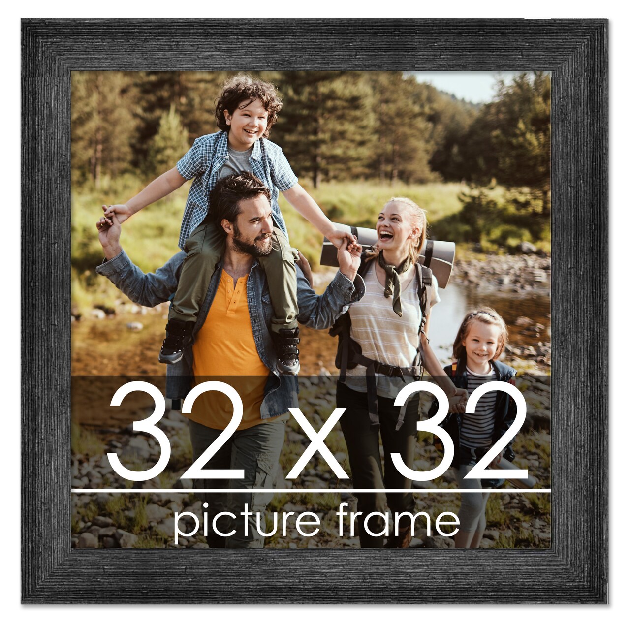32x32 Wide Barnwood Picture Frame with UV-Resistant Acrylic & Acid Free Backing, Available in 6 Paint Finishes - Grey, Brown, White, and Black